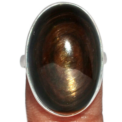 Bague obsidienne oeil celeste argent 925 taille 57 3/4 ref 3100