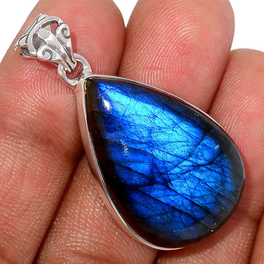Pendentif Labradorite monture argent 925 ref 9443