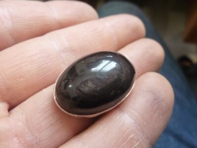 Bague obsidienne oeil celeste argent 925 taille 57 3/4 ref 3100