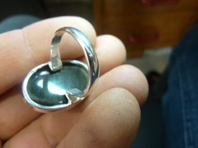 Bague obsidienne oeil celeste argent 925 taille 57 3/4 ref 3100