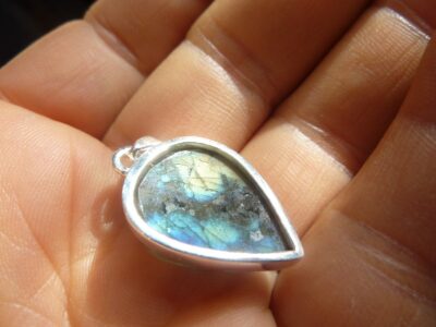 Pendentif Labradorite brut monture argent 925 ref 8882