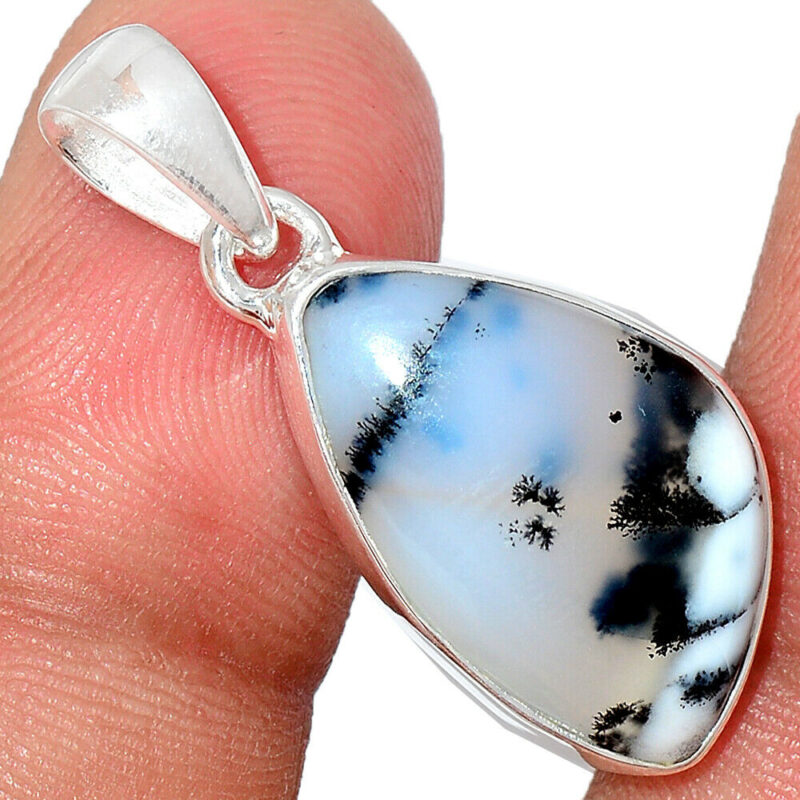 Pendentif Merlinite opale dentritique Monture argent 925 REF 6900