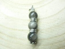 Pendentif Obsidienne argentée perles rondes 10 mm