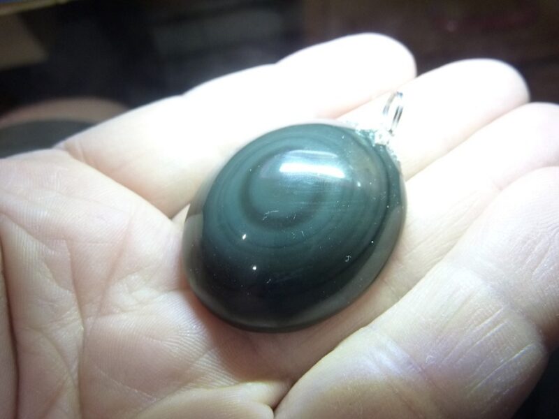 Pendentif Obsidienne oeil celeste ref 0627