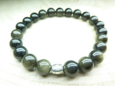 Bracelet Obsidienne dorée Perles 8 mm