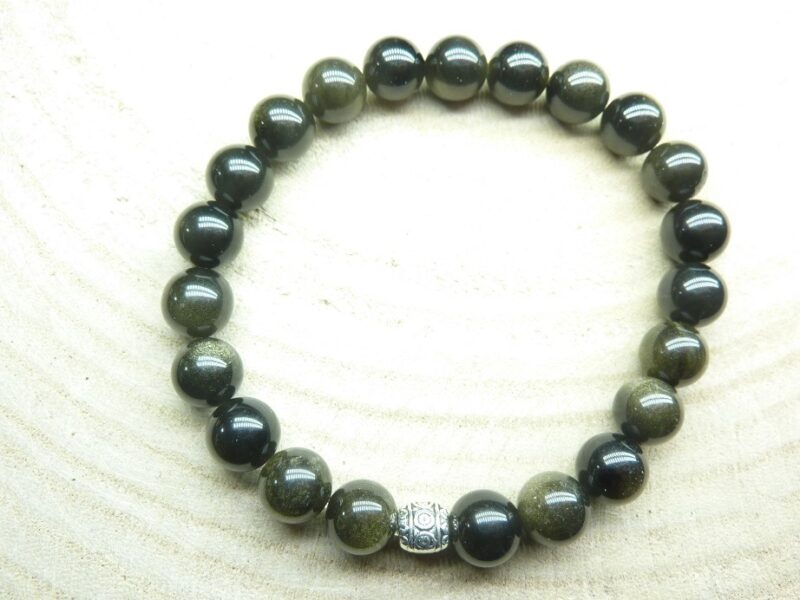 Bracelet Obsidienne dorée Perles 8 mm