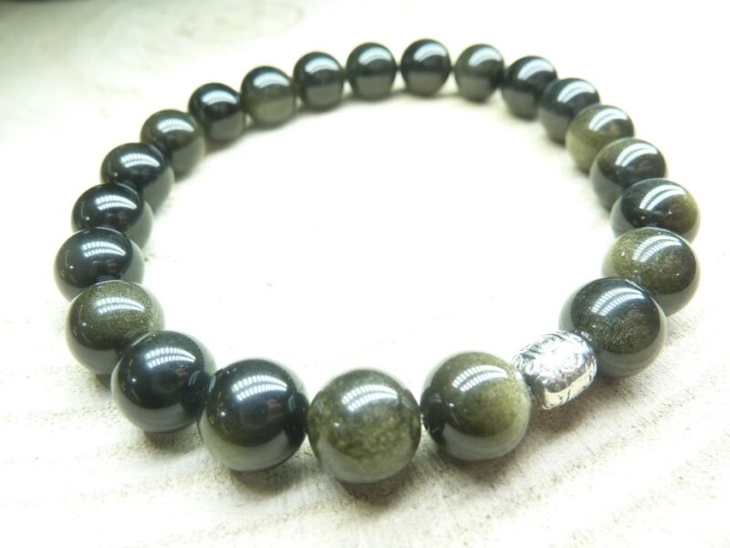 Bracelet Obsidienne dorée Perles 8 mm