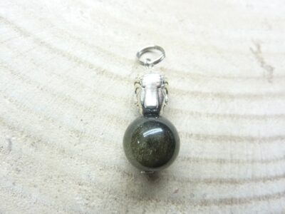 Pendentif Obsidienne dorée-Bouddha Perles 10 mm