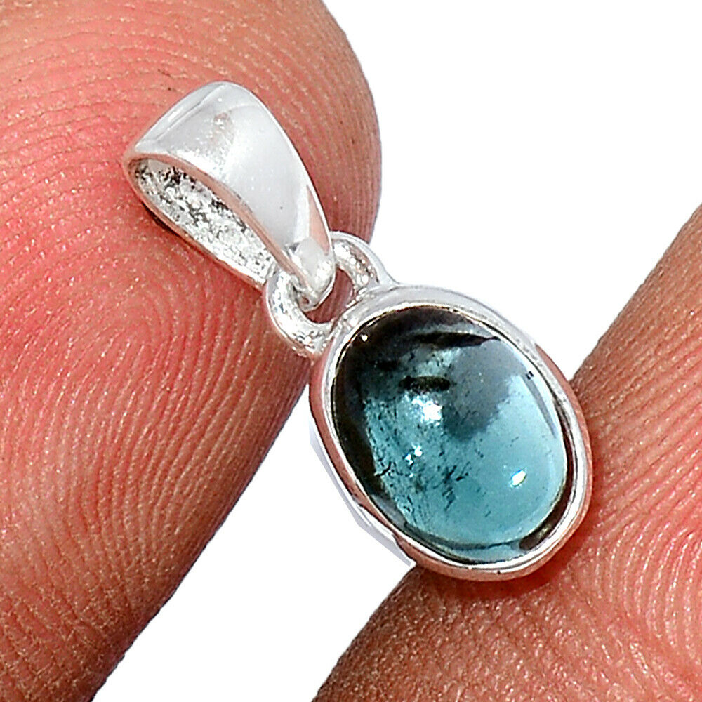 Pendentif Tourmaline verte argent 925 ref 4634