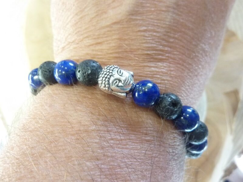 Bracelet Lapis lazuli-Pierre de lave-Bouddha