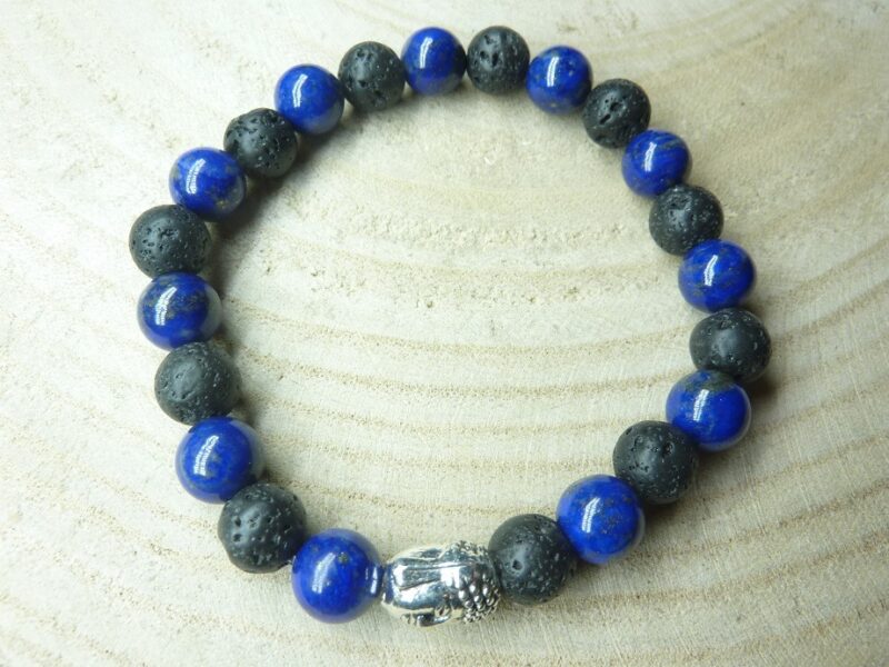 Bracelet Lapis lazuli-Pierre de lave-Bouddha