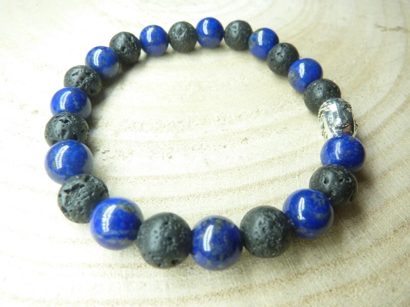 Bracelet Lapis lazuli-Pierre de lave-Bouddha