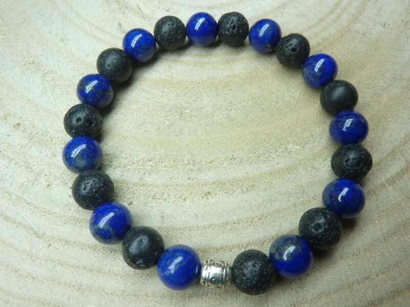 Bracelet Lapis lazuli-Pierre de lave