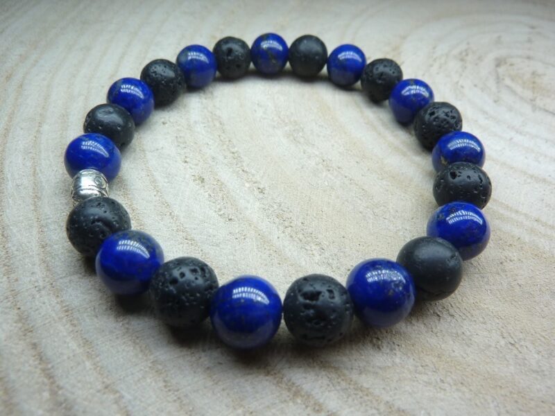 Bracelet Lapis lazuli-Pierre de lave