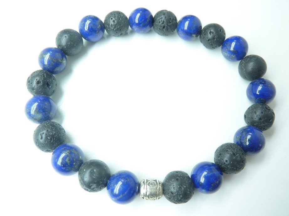 Bracelet Lapis lazuli-Pierre de lave