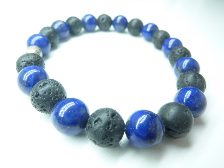 Bracelet Lapis lazuli-Pierre de lave