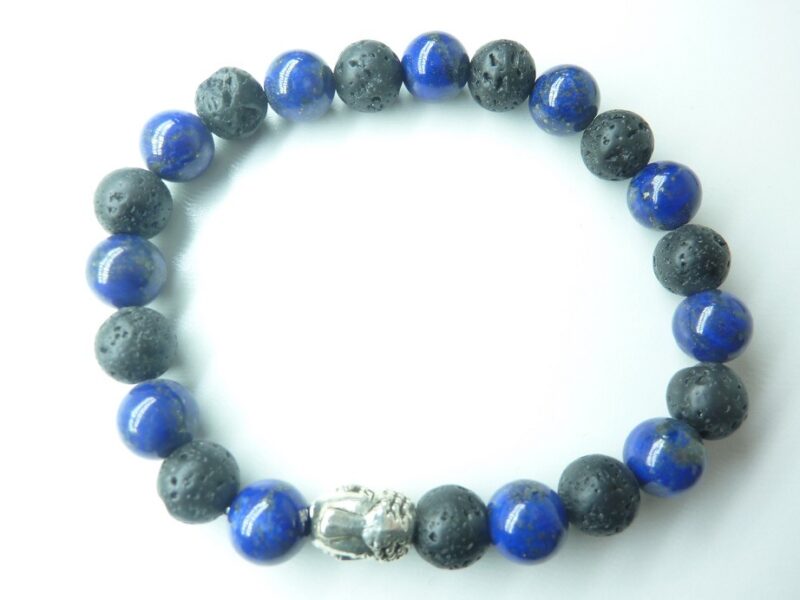 Bracelet Lapis lazuli-Pierre de lave-Bouddha