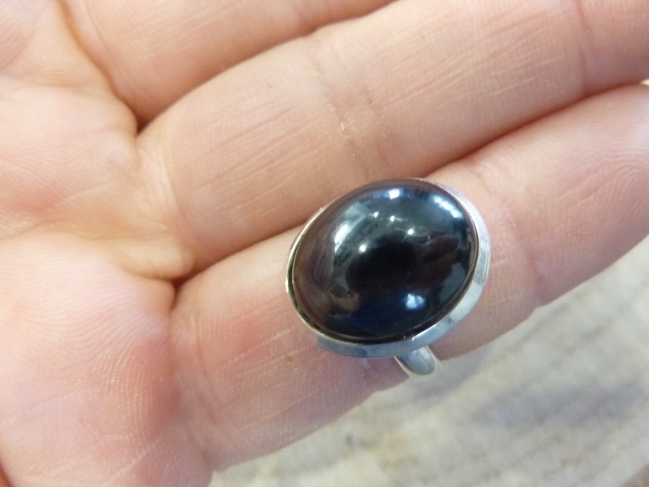 Bague Spinelle noir monture argent ref 1409