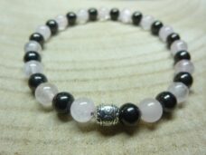 Bracelet Shungite-Quartz rose - perles rondes 6 mm
