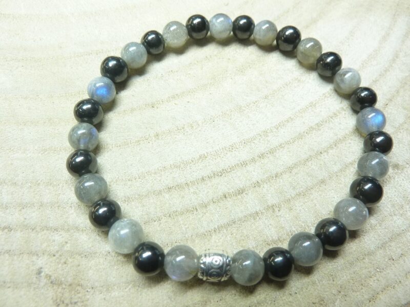 Bracelet Shungite-Labradorite-perles rondes 6 mm