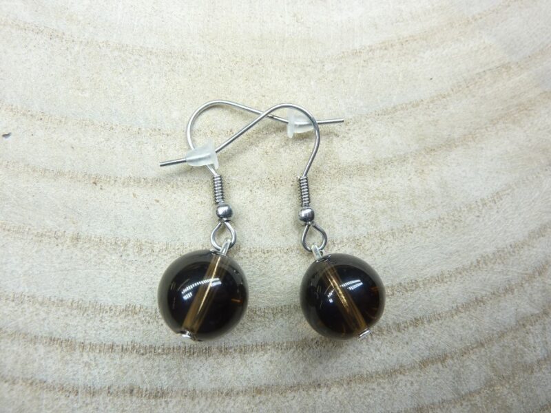 Boucles d'oreilles larme d'apache obsidienne 10 mm