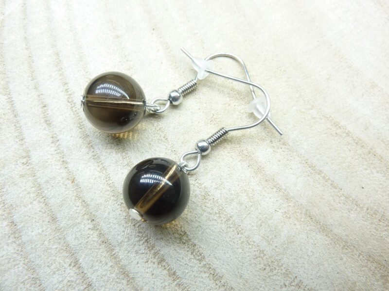 Boucles d'oreilles larme d'apache obsidienne 10 mm