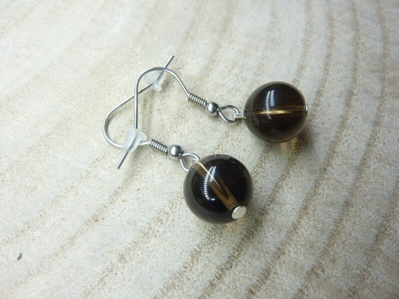 Boucles d'oreilles larme d'apache obsidienne 10 mm