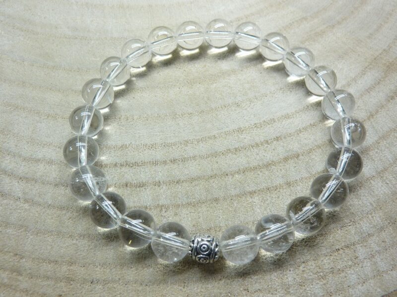 Bracelet Quartz cristal de roche-perles rondes 8 mm