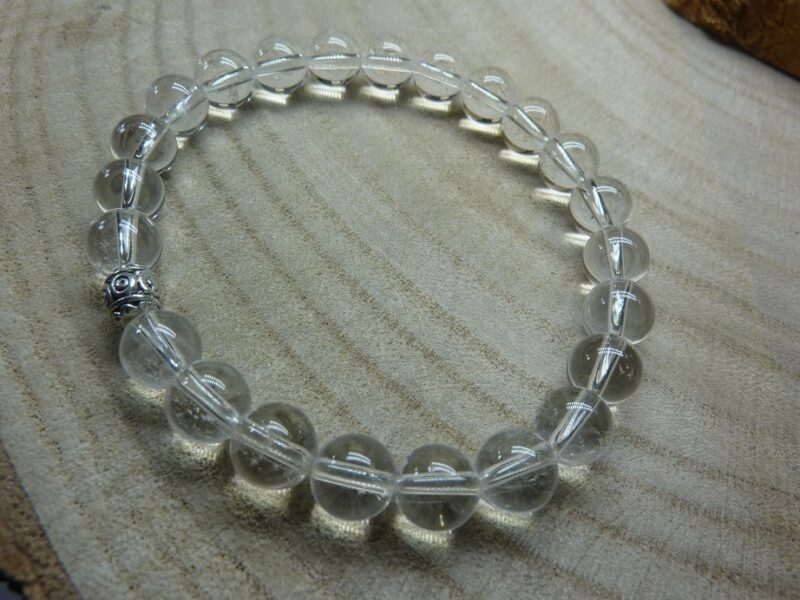 Bracelet Quartz cristal de roche-perles rondes 8 mm