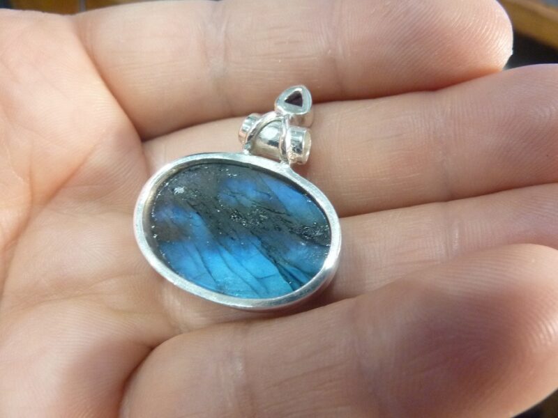 Pendentif Labradorite-Améthyste argent 925 ref 0545