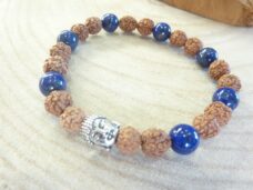 Bracelet Rudraksha-Lapis lazuli-Perles 8 mm