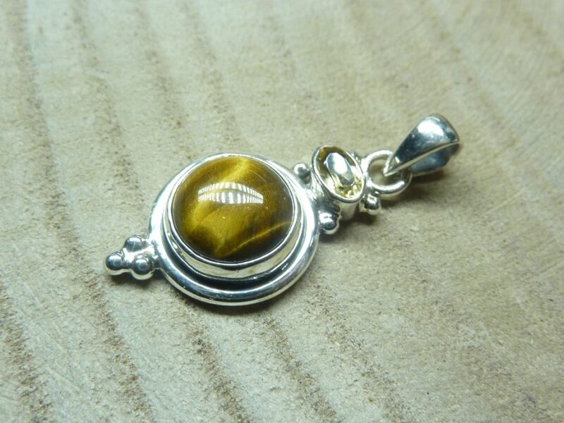 Pendentif Oeil de tigre-Citrine argent 925 ref 1612