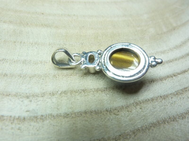 Pendentif Oeil de tigre-Citrine argent 925 ref 1612