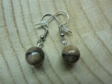 Boucles d'oreilles Chiastolite-Andalousite-perles 10 mm