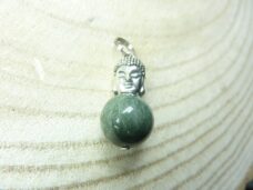 Pendentif Séraphinite Bouddha – perles rondes 12 mm