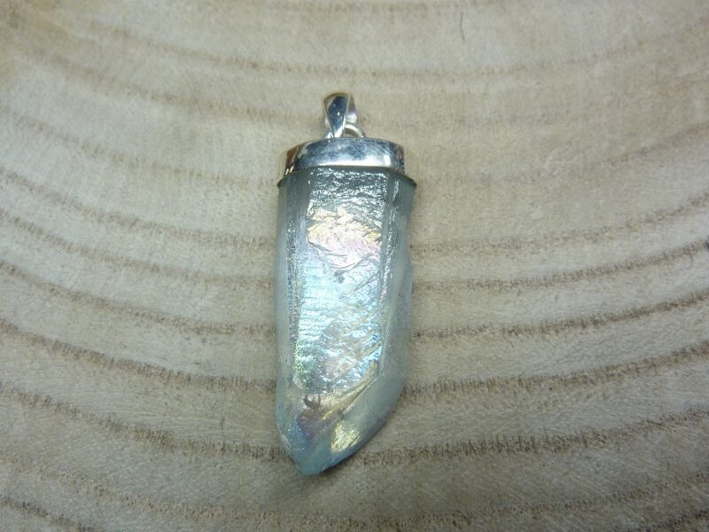 Pendentif Quartz aqua aura argent 925 ref 1202