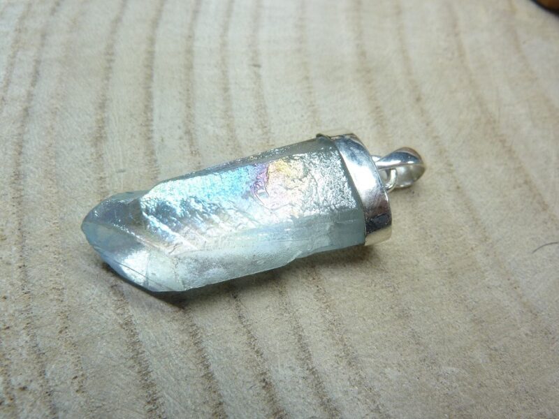 Pendentif Quartz aqua aura argent 925 ref 1202