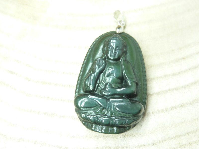 Pendentif obsidienne oeil céleste-Bouddha ref 3303