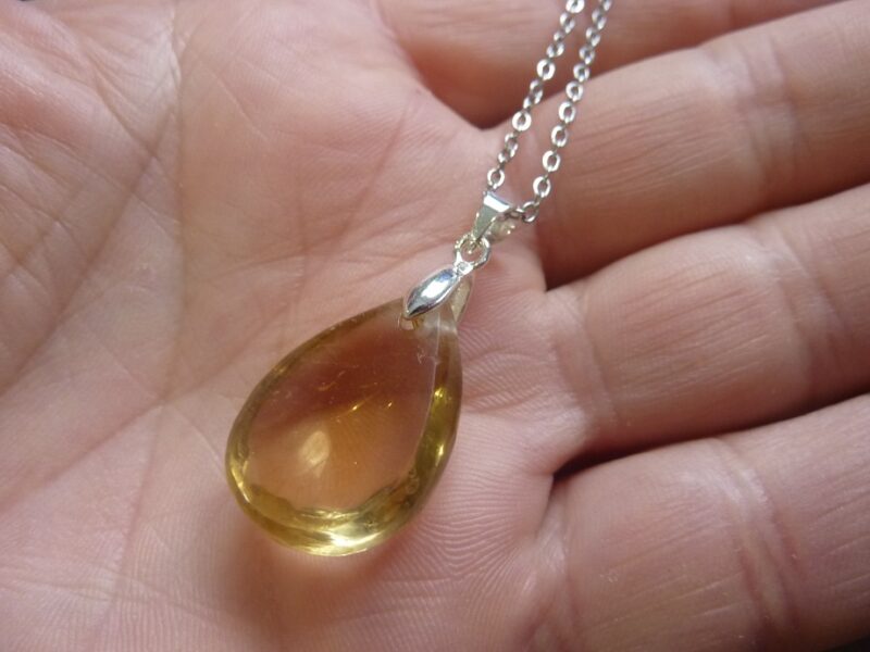 Pendentif citrine argent 925 ref 1025 + chaine acier inoxydable 60 cm – Image 3