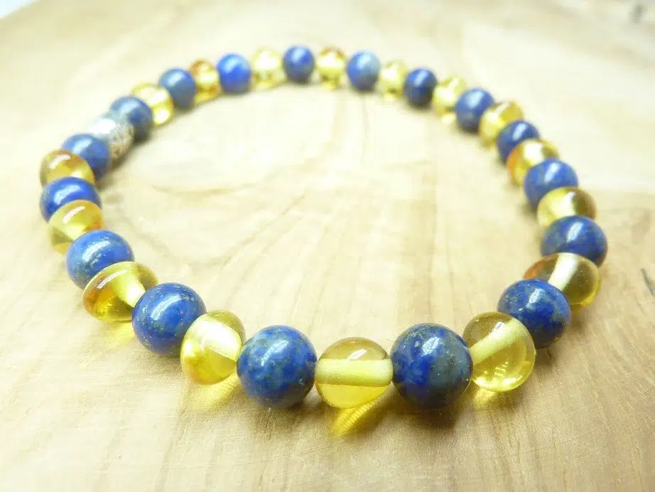 Bracelet Lapis lazuli – Ambre miel de la Baltique