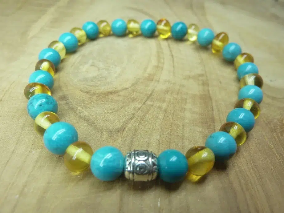 Bracelet Turquoise – Ambre miel de la Baltique