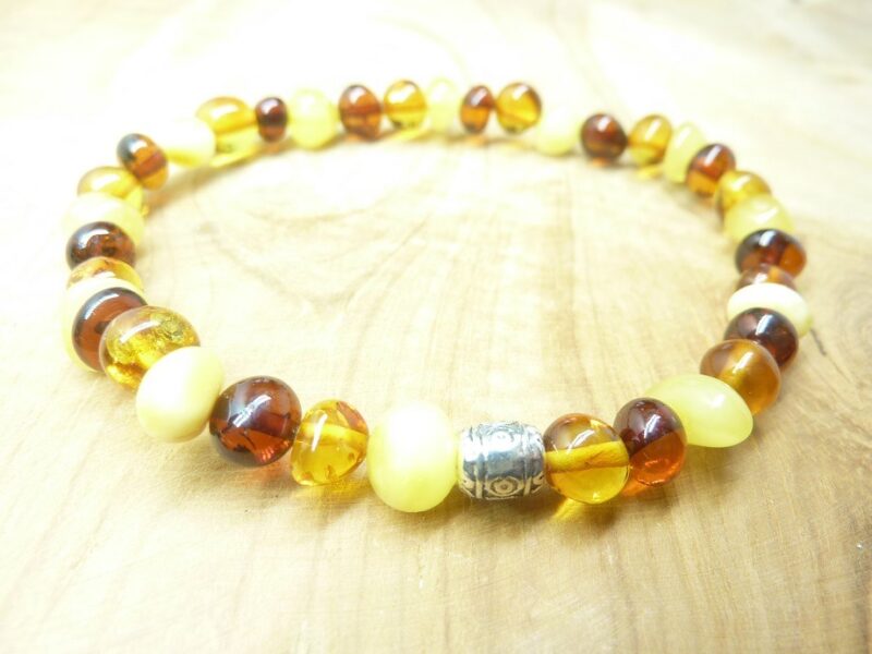 Bracelet Ambre Multicolore véritable Baltique grosse perles