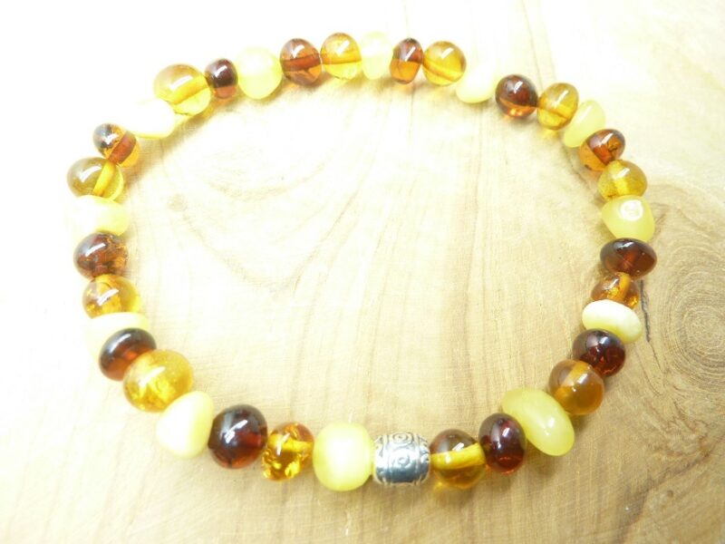 Bracelet Ambre Multicolore véritable Baltique grosse perles