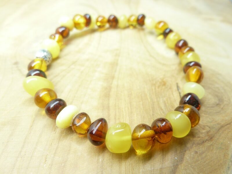 Bracelet Ambre Multicolore véritable Baltique grosse perles