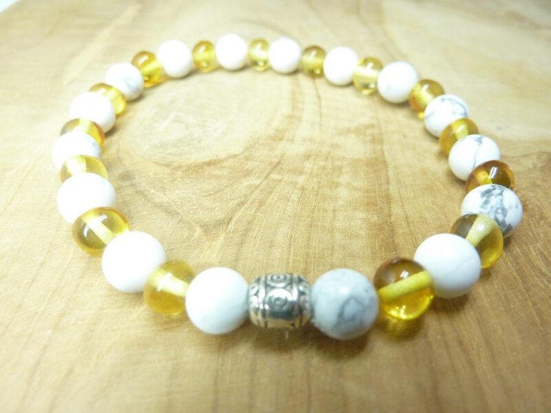 Bracelet Howlite - Ambre miel de la Baltique