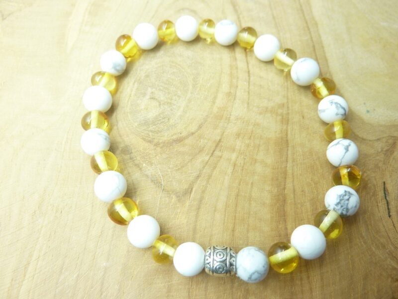 Bracelet Howlite - Ambre miel de la Baltique