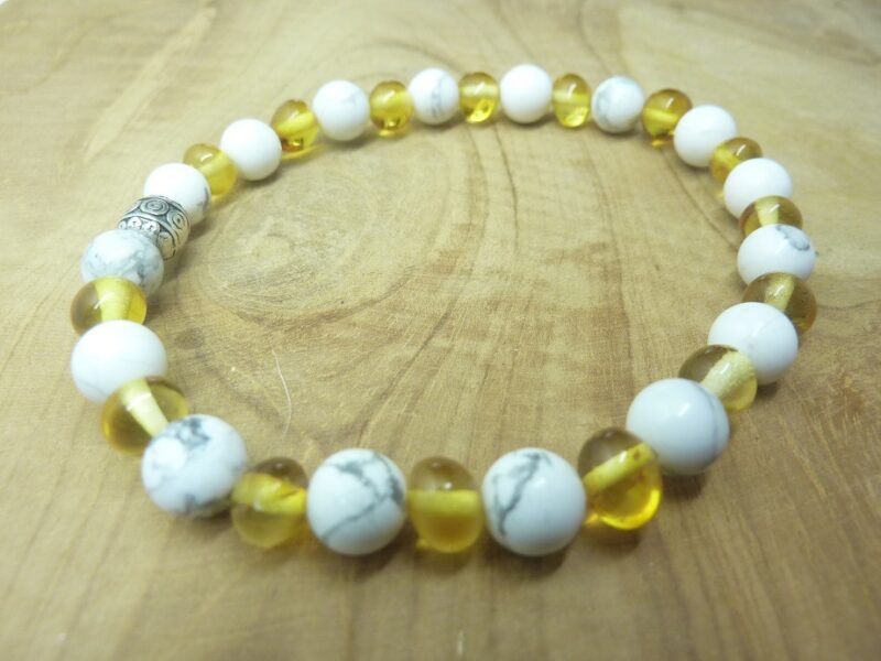 Bracelet Howlite - Ambre miel de la Baltique