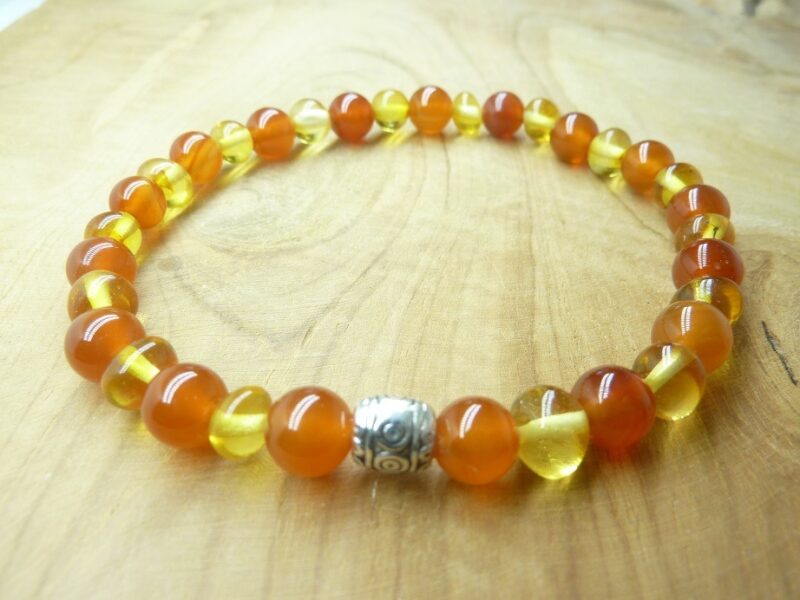 Bracelet Cornaline – Ambre miel de la Baltique