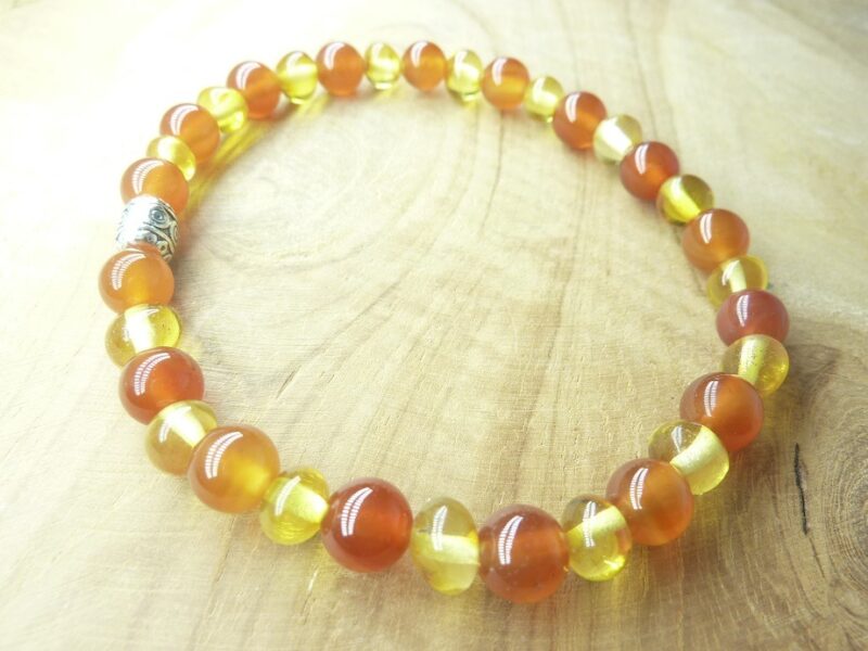 Bracelet Cornaline – Ambre miel de la Baltique