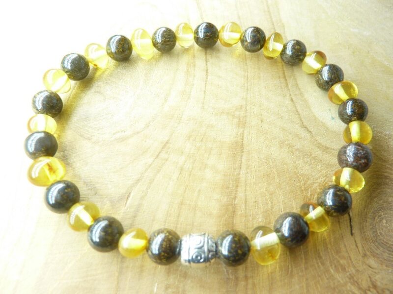 Bracelet Bronzite – Ambre miel de la Baltique